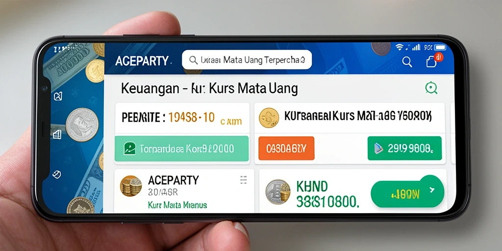 Antarmuka modern ACEPARTY dengan informasi Kurs Mata Uang yang akurat.
