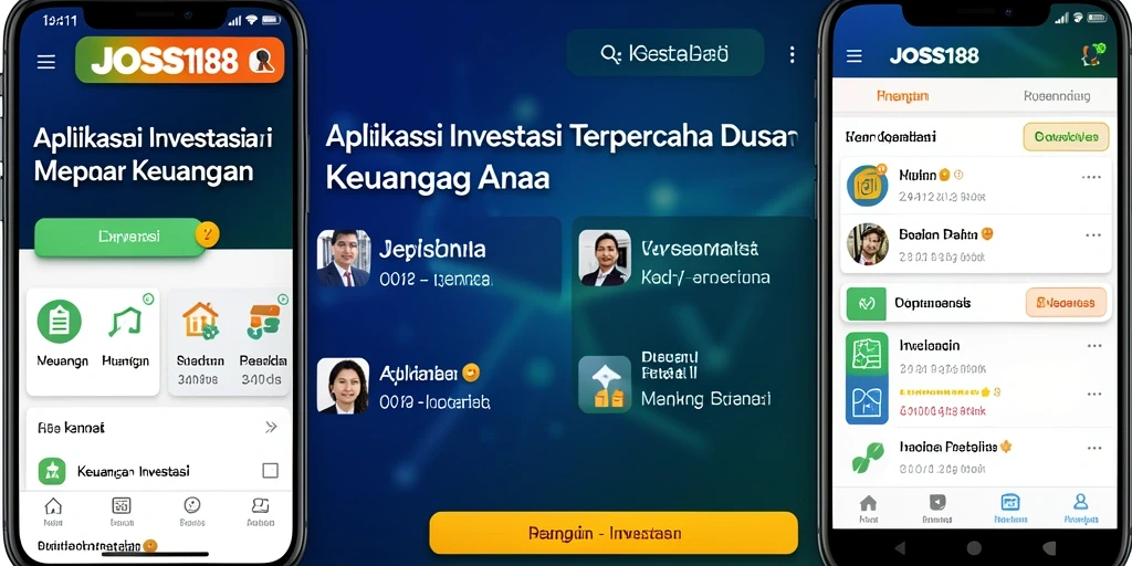 Antarmuka aplikasi JOSS188 yang menampilkan fitur Investasi modern.