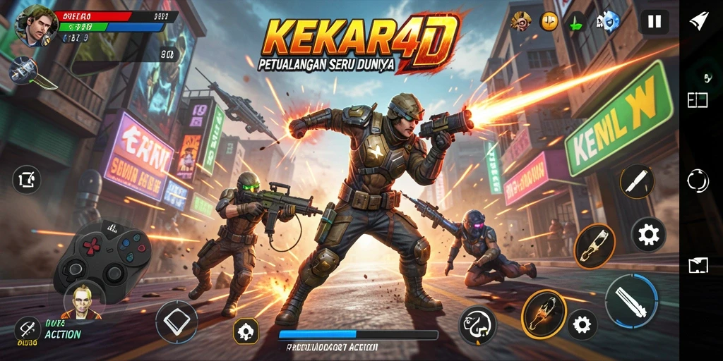 Tampilan antarmuka seru dalam game Action KEKAR4D.