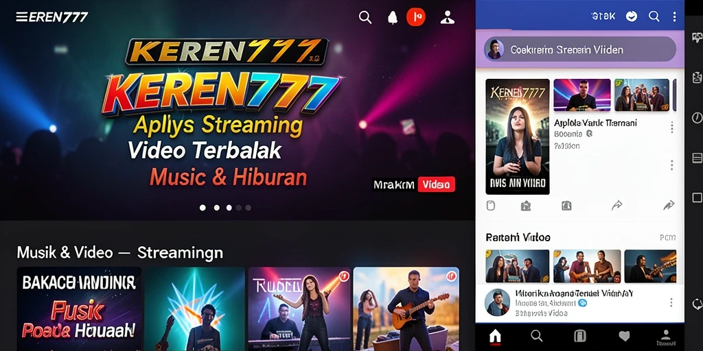 Antarmuka KEREN777 dengan berbagai pilihan video musik yang menarik.