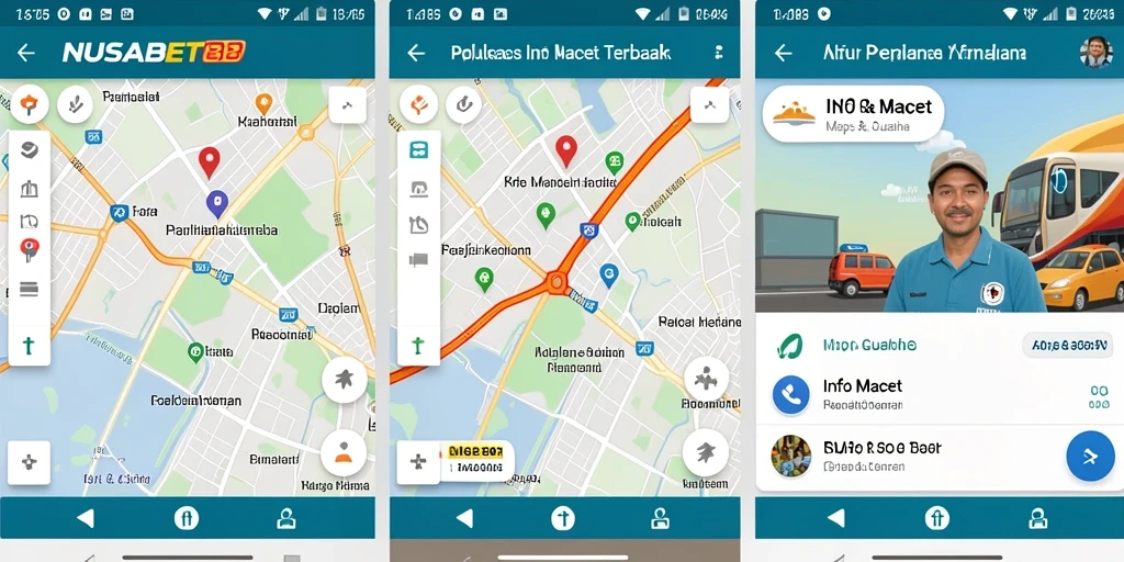 Antarmuka NUSABET88 menampilkan informasi kemacetan terkini dan rute alternatif.